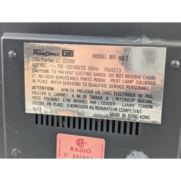 AS-IS Transonic digital radio clock am/fm model 16E2 faux wood body - Picture 9 of 10